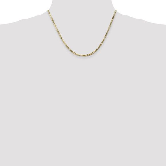 2.75mm 10k Yellow Gold Flat Figaro Chain Necklace, 18 Inch - Picture 2 of 8